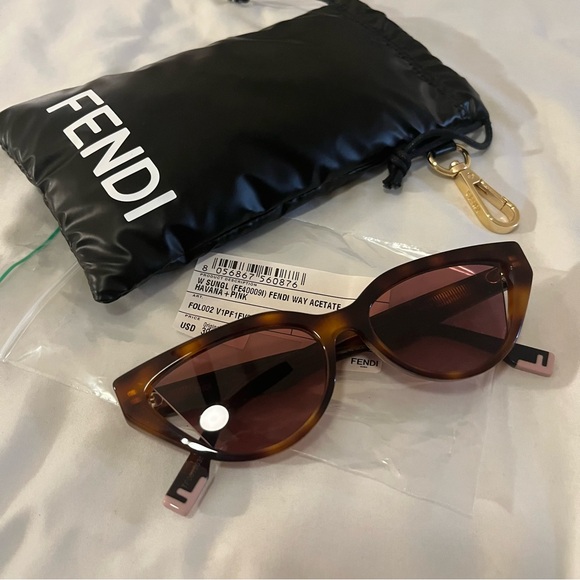 New FENDI Way Sunglasses Havana Pink $400 with Pouch - Picture 3 of 15